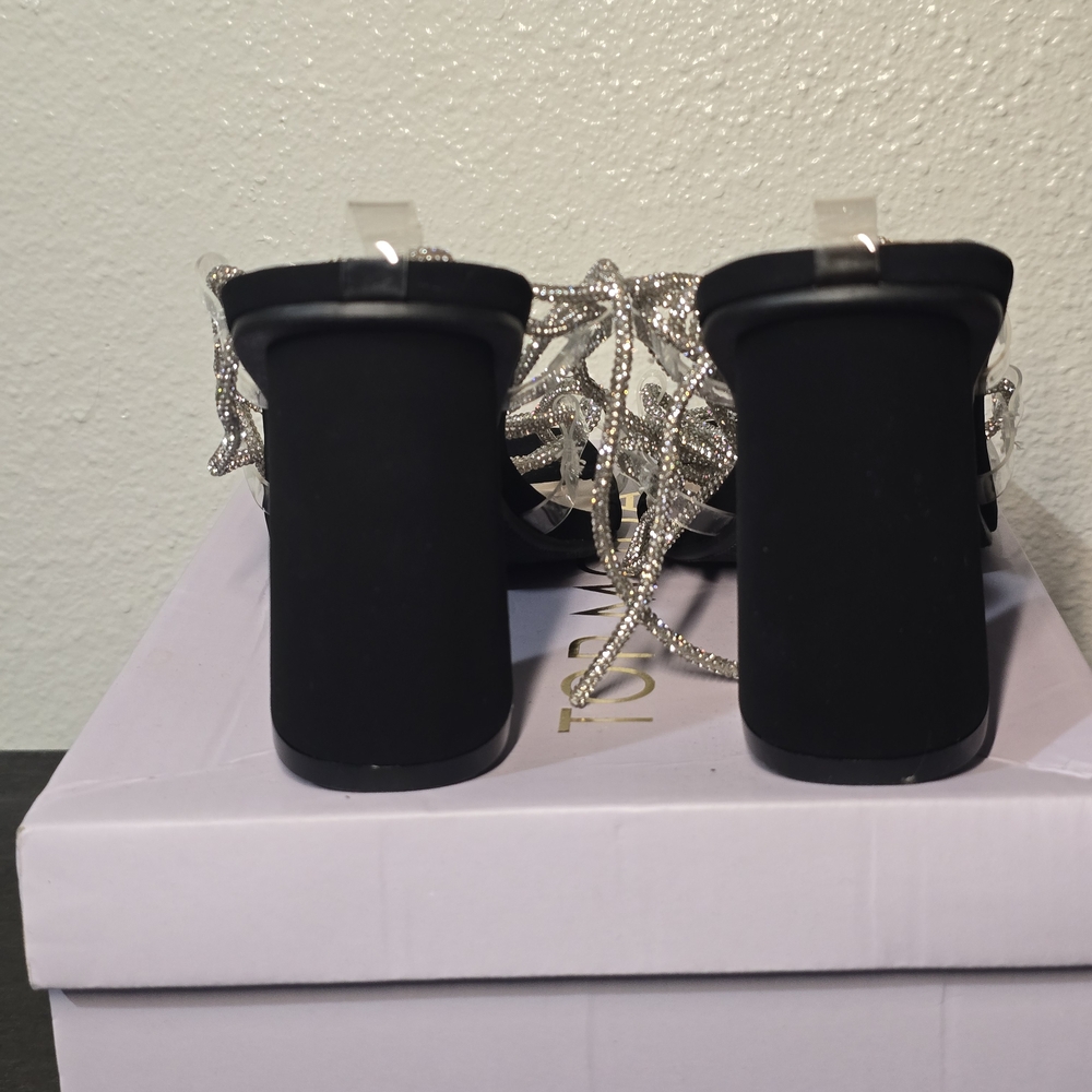 Moda Strappy Black and Silver Heels - Picture 3 of 4